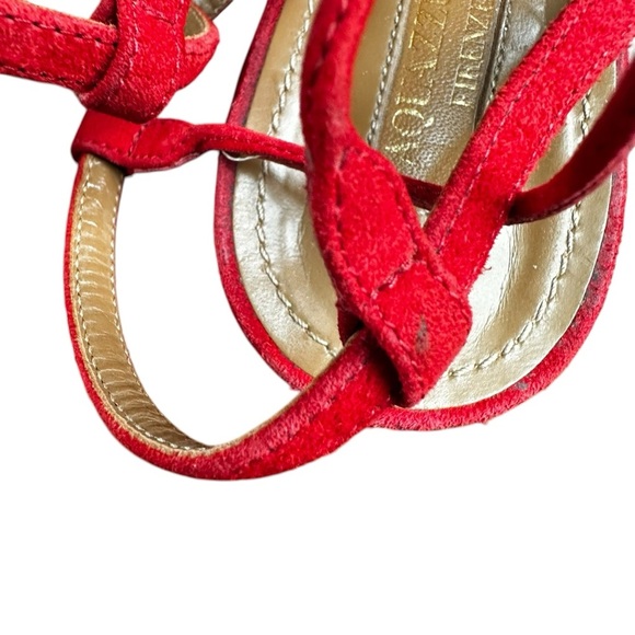 Aquazzura Wild Thing Red 50mm Block Heel City Suede Leather Sandals 38 / US 7.5 - Picture 10 of 12